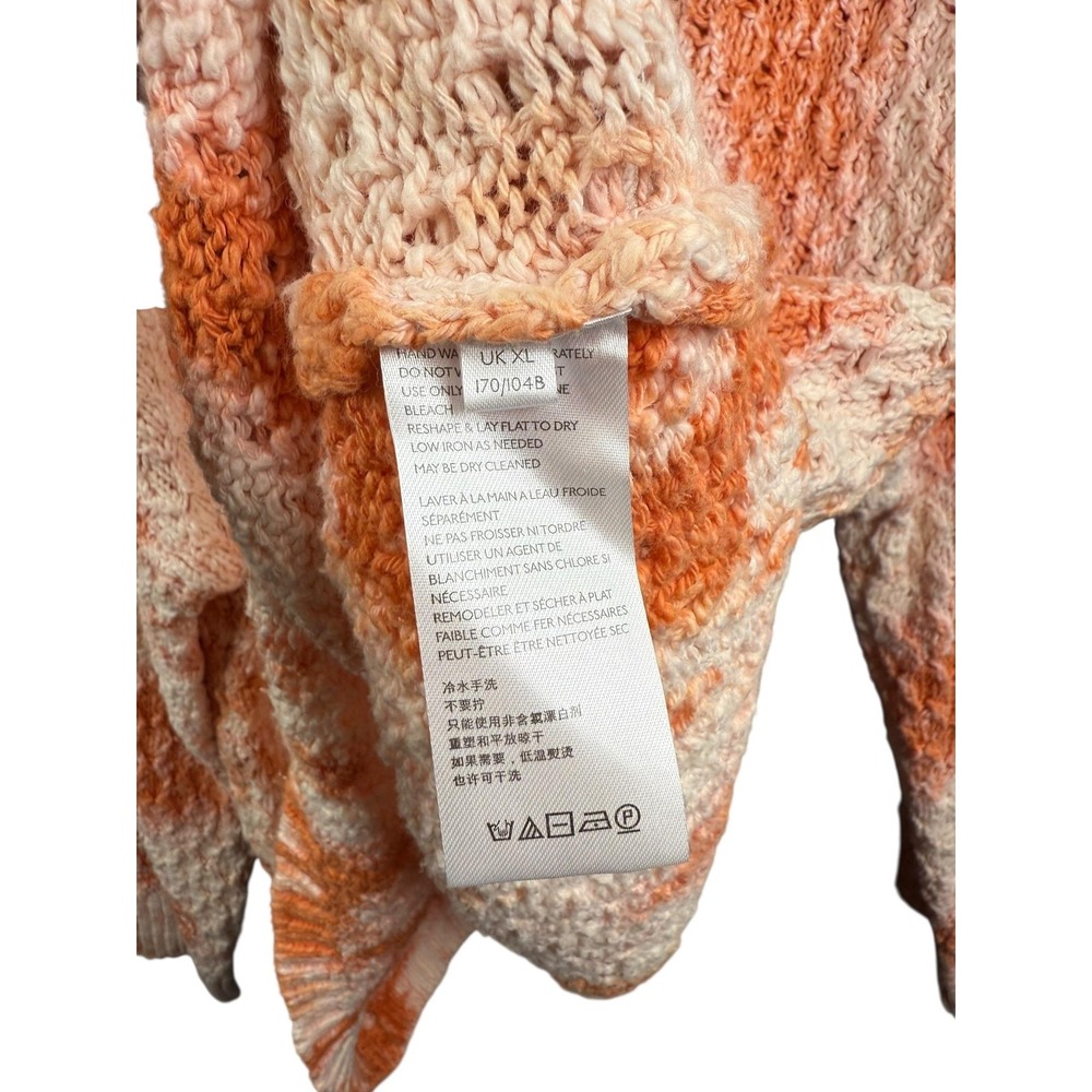 Pilcro Sweater Womens XL Orange White V Neck Open Knit Tie Dye Pullover Top - Picture 6 of 7